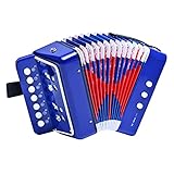 LIEKE Kids Accordion 10 keys Button Accordian,Musical Instrument,Mini Accordion for Beginners (Blue)
