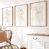 Neutral Botanical Wall Art, Botanical Prints, Set of 3 Prints, Plants Wall Art, Floral Line Art, Beige Decor, Neutral Wall Decor, Flower Art | A3, A4 (A3)