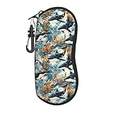 TZTTZT Soft Sunglasses Case, Cute Killer Whale Print Glasses Case Eyeglass Cases with Hook, Lightweight Neoprene Zipper Glasses Cases for Women Men