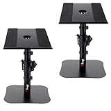 Desktop Speaker Stand Pair, Monitor Speaker Stand, 22.5 x 24cm Metal Tray at +10° to -10° Tilt Angle, Flat Base Compatible with Any Desk, Ideal for 5 to 7 inch Studio Monitor, Bookshelf Speaker