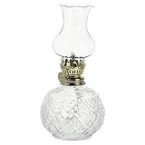 Garneck Vintage Glass Oil Lamp Kerosene Lamp Decorative Oil Lantern with Adjustable Fire Wick for Indoor Home Lighting Rustic Decoration