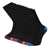 Cob Stallion- Black Socks in Argyle, Heel and Toe Styles, Socks Multipack 6-11 UK, Pack of 4 and 12 Pairs (Heel and Toe, 12)