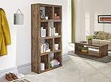 GFW Jakarta Mango Wood Tall Open Shelving Bookcase Unit For Home Office, Living Room Or Hallway, Wooden Shelves Cubby Furniture For Books, Display Ornament Or Plant, H165 x W80 x D29cm