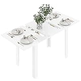 HOMCOM Extendable Dining Table, 120-160 x 70cm Rectangular Kitchen Table for Small Spaces, Seats 4-6 People, High Gloss White