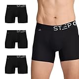 STEP ONE Anti Chafing Male Underwear Trunk Briefs, 3 Pairs, Underwear for Men, Moisture Wicking, 3D Pouch + No Ride Up Trunk Briefs Black Large