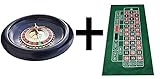pokerchipshop LARGE 40CM (16 INCH) ROULETTE WHEEL, BALLS, HUGE 180cm GREEN LAYOUT/FELT + WINNING MARKER