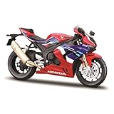 Maisto Honda CBR 1000RR-R Fireblade: 1:12 Scale Motorcycle Model with Suspension and Fold-Out Side Stand 17 cm Red/Blue (5-20099)