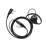 PROMAXPOWER Walkie Talkie Earpiece, Radio Earpiece 2 Pin Headset with PTT Mic, D-Shape Security Earpiece Compatible with Kenwood Baofeng UV-5R UV-5RA 777 888S UV-82 TH-22AT TH-25 TK-3100