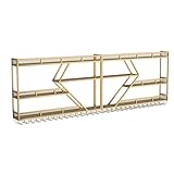 Wall-Mounted Wine Rack with Glass Holder - Stylish Mini Bar Shelves Liquor Bottle Display Shelf 240x20x86cm Gold/Blue Perfect for Home Bar & Wine Storage Solutions