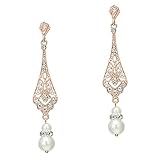 Coucoland 1920s Vintage Rhinestone Earrings Flapper Accesories Gatsby Costume RoseGold