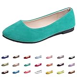 Hwalleum Women's Ballet Flats, Womens Simple Casual Flat Shoes Solid Color Pumps Ladies Girls Dolly Ballet Ballerina Work Smart Office Formal Comfort Pointed Toe Slip On Flats Shoes Green
