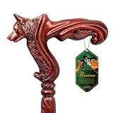 BeneCane Handmade Wooden Walking Stick for Men and Women, Detachable Wolf Handle Walking Stick, Fashionable Unisex Stick with Ergonomic and Comfort Grip Handle