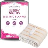 Slumberdown Sleepy Nights Electric Blanket King Size - Warm, Cosy & Energy-Efficient Heated Blanket with 3 Heat Settings | BEAB-Approved, Washable & Easy-Fit Straps (150 × 142cm)