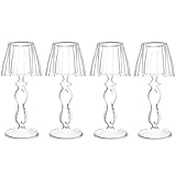 Sziqiqi Clear Glass Tea Light Candle Holders, 4Pcs Lamp Shape Tealight Holders, Elegant Table Centrepieces for Mantelpiece Dining Rooms Wedding Party Christmas