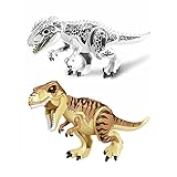 ZEMI 2PCS Indominus T Rex Blocks Toys,Large Dinosaur Figure,Realistic Dinosaur Toy Figures,Gift for Adults and Children（White Tyrannosaurus + Rex Tyrannosaurus）