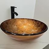 Home Supplies Modern Design Bathroom Counter Top Wash Basin Sink, Glass Bowl Cloakroom Basin for Vanity Cabinet Toilets and Bathrooms 42x14x42cm WxHxL