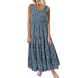 Women's Cotton Linen Dress Floral Maxi Long Dress Casual Sleeveless Crewneck A Line Dress Plus Size Swing Dress Vintage Bohemian Loose Dresses Pageant Prom Ball Gowns Cocktail Dresses UK Size