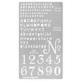 Aleks Melnyk No.422 Metal Stencil, Tiny Letters, Normografo, Pyrography, Wood Burning, 1 PCS, Template, Engraving Wood and Patterns, Alphabet and Number, Lettering, Letting, Bullet Journaling