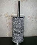 Biznest Crushed Diamond Toilet Bowl Brush And Holder For Bathroom Romany Bling Toilet Brush Holder (Silver)