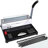 MAKEASY Binding Machine, 21-Hole, 450 Sheet, Paper Punch Binder with Starter Kit 100 PCS 3/8'' PVC Comb Bindings, Comb Binding Machine for A4/A5