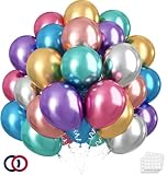 OHugs Metallic Balloons - 12 Inch Assorted Colour Thick Latex Helium Balloons for Birthday, Baby Shower, Party Decorations, Wedding, Event & Celebration Decor
