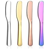 ReaNea Butter Knife Spreader 4 Pcs, Stainless Steel Butter Knives With Titanium Gold, Colorful, Rose Gold, Restaurant-Grade, Smooth Rounded Edge for Butter, Cream Cheese, Appetizers, Jam & Spreads