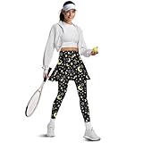 Xoenoiee Moon Stars Pattern Tennis Skirted Leggings with Pocket for Women Active Skort Athletic Ruffle Pleated Golf Skapri with Skirt for Workout Sports, M