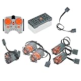 HOTUT 8 PCS Power Functions Set, Power Function Motorized Building Blocks Power Kit, L Power Functions Building Set, Including 2L/2M/1 Servo Motors, Remote Control Battery Box Extension Cord Set