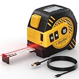 Laser Measure, SAVSEC Laser Tape Measure 131ft/40M Rechargeable with LCD Backlight, ±2mm High Accuracy Laser Distance Meter, 4 Switchable Unit, Pythagorean/Area/Volume Calculation & 5 m Tape Measure