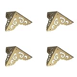 4Pcs Brass Corner Protectors Right Angle Brackets Brass Antique Edge Cover for Box Cabinet Table Chair, 50 x 50 x 50mm, Gold