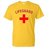 Star and Stripes Lifeguard Cross + T-Shirt - Fancy Dress Beach Party Yellow Yellow Large
