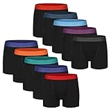 Boys Boxer Shorts 10 Pack Cotton Blend Boy's Boxers Underwear with 4-Way Stretch, Breathable Soft Fabric, Double Front Panel & Elastic Waistband (UK, Age, 8 Years, 9 Years, Regular, Black)