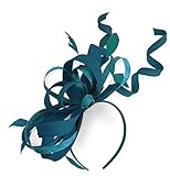 Caprilite Mix Swirl Fascinator Hat on Headband Wedding Ascot Races Bespoke Sinamay for Ladies (Teal and Aqua)