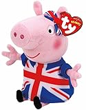 TY Peppa Pig Union Jack Soft Plush Toy - Collectible Stuffed Teddy for Kids, Baby Toy Plushies
