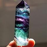 Natural Fluorite Quartz Crystal Stone Healing Amethyst Hexagonal Wand Point Stone Energy Generator Blanacing Chakra for Yoga Meditaion Home Ornaments Decor (1.57-1.97in)