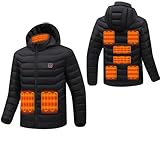 Monave Heated Down Jacket Men Women Heated Jacket with 9 Carbon Fiber Heating Pads,3 Temperature Levels for Motorcycle Fishing Skiing Outdoor Activities Black