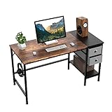 HOMIDEC Computer Desk, Office Work Writing Desk with Drawer and Headphone Hook for Student and Worker, Laptop Table with Shelves, Modern Style Desks for Bedroom, Home, Office(100x50x75cm)