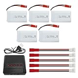 ZYGY 5PCS 3.7V 800mAh Lipo RC Drone Battery with 5-in-1 Charger JST Plug for SYMA X56W MJX X400W X300C X800 HS110 HS200 S670 V950hd S1750 V2450 RC Quadcopter