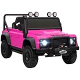 AIYAPLAY Land Rover Licensed Electric Car for Kids, 12V Battery-Powered Kids Ride On Car with Remote Control, Music, Horn, Suspension Wheels, LED Lights, Off-Road Toy for 3-5 Years Old, Pink