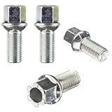 RYBO Alloy Wheel Bolts - M14 x 1.5, 27mm Thread, 17mm Hex | Replacement Bolt Kit for Audi & Volkswagen Car Models | Car Accessories (Silver, Set of 4)