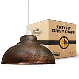 LEDSone Industrial Ceiling Pendant Light Shades, Retro Vintage Style Curvy Dome Shaped Pendant Lamp Shade for Pendant Ceiling Lights (Brushed Copper)