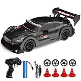 Vmxlso RC Drift Car, 1:24 Remote Control Car, 2.4GHz 4WD, with Cool Lighting, Racing Tires, 2 Batteries, 20km/h High Speed 4WD, Mini RC drift car Toy Gifts, for Drift and Race