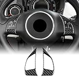 KUNGKIC For Abarth 595 595C 2012-2015/ Fiat 500 2008-2015 Accessorries Carbon Fibre Interior Trim Car Steering Wheel Cover Trim Logo Caps Self-adhesive Decal Cool Auto Parts RHD (Black, TypeA)