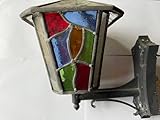 Vintage Stained Glass Outdoor Wall Lantern, Multi-Coloured, Leaded Light, Working Condition