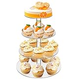 Cupcake Stand, hicoosee 4 Tier Cake Stands, Transparent Round Acrylic Display Stands Cupcake Reusable Dessert Tower for Baby Shower, Wedding, Birthday Party, Graduation Party