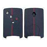 Happyit Honeycomb Pattern Silicone Car Key Cover Cases for Renault Clio Scenic Megane Duster Sandero Captur Twingo koleos 4 Buttons (Black+Red)