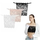 3PCS Modesty Panels for Low Cut Tops,Cami Top Insert for Low Cut Tops Cleavage Cover Up for Dresses,Clip-On Mock Camisole Bra Inserts Lace Modesty Panel Vest for Women's Privacy