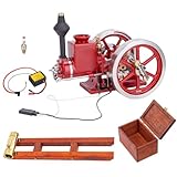 THEGO RETROL HM-01 Hit and Miss Engine Model+Base Equipment Box+Fuel Tank+Oil Pipe+Cdi Igniter+Spark Plug, One Key Start Science Metal Engine Educational Toy Creative Gift (Assembled Set）
