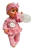 Generic Doll that Drinks and Pees with Bottle, 30 cm Jointed Arms and Legs, First Needs Drinks and Pee like a Real Baby, Newborn Baby Doll, Multi-Coloured Dress