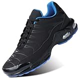 Men's Fashion Sneaker Air Cushion Running Shoes for Men Athletics Non Slip Soft Sole Work Gym Sport Cross Trainer Tennis Basketball Shoes Black Blue